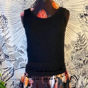 Vintage 1960s Mar Sina Black Lambswool Beaded Sweater Tank